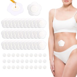 30pcs Castor Oil Wraps for Belly Button, Self-Adhesive Removable Cotton Castor Oil Patches Breathable Single-Use Organic Compress Pads (Oil Not Included)