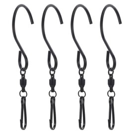Toddmomy Pack of 4 Multifunctional Outdoor Hanging Hooks: Stainless Steel Double Clip Swivel Hook for Hanging Wind Chimes, Wind Chimes, Windsocks, Flags, Bird Feeder