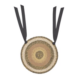 VHC Brands Kettle Grove Woven Jute Chair Pad with Ties, 15" Round, Ombre