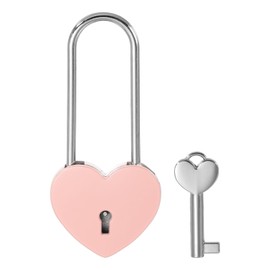 PATIKIL 3.9 Inch Love Locks Heart Padlock with Key Set, Single Heart Couple Wishing Lock Love Padlock for Lover Bridge Anniversary Diary Book Card Box, Pink