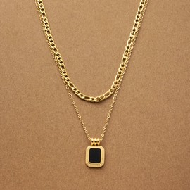 Cream Dot Necklace, Set of 2, Popular for Women, Hypoallergenic, Stainless Steel, Surgical Stainless Steel, Short, Curb Chain, Plate, 3-Way Removal