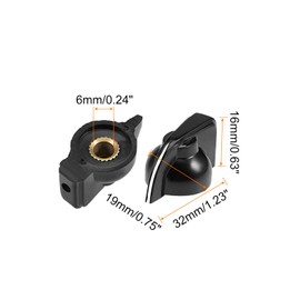 Rebower Vintage Raised Head Knobs Potentiometer Knobs Amplifier Knobs Effect Pedals for Audio Equipment 6mm/Black/5pcs
