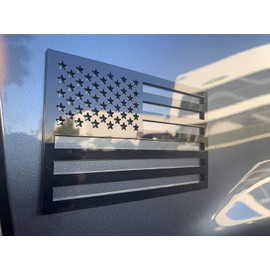 American Flag Emblem Decal Cut-Out - Set of 2 Gloss Black Adhesive Badge for Car or Truck