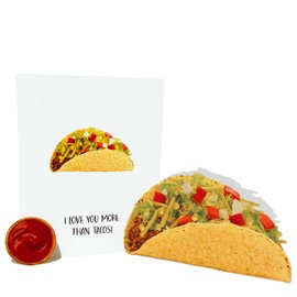 Tacos Shaped Greeting Card, Tacos Love Card, for Him Her, Cute Birthday Card Gifts for Boyfriend Girlfriend, Lovely Love Greeting Card for Husband Wife