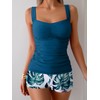 B2prity Women's Tankini Swimsuit Tummy Control Ruched Two Piece Bathing