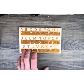 Creative Escape Rooms Made in USA - Wood Braille Alphabet Board with Raised Dots - Great Montessori Educational Tool for All Ages - for Visually Impaired and Sighted