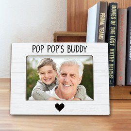 Hiuwevt Pop Pop Gifts Grandpa Gift 4x6 Picture Frame, Grandpa Gifts from Grandkids Grandson Photo Frame, Fathers Day Gift, Best Pop Pop Wooden Picture Frames for Wall or Tabletop Display