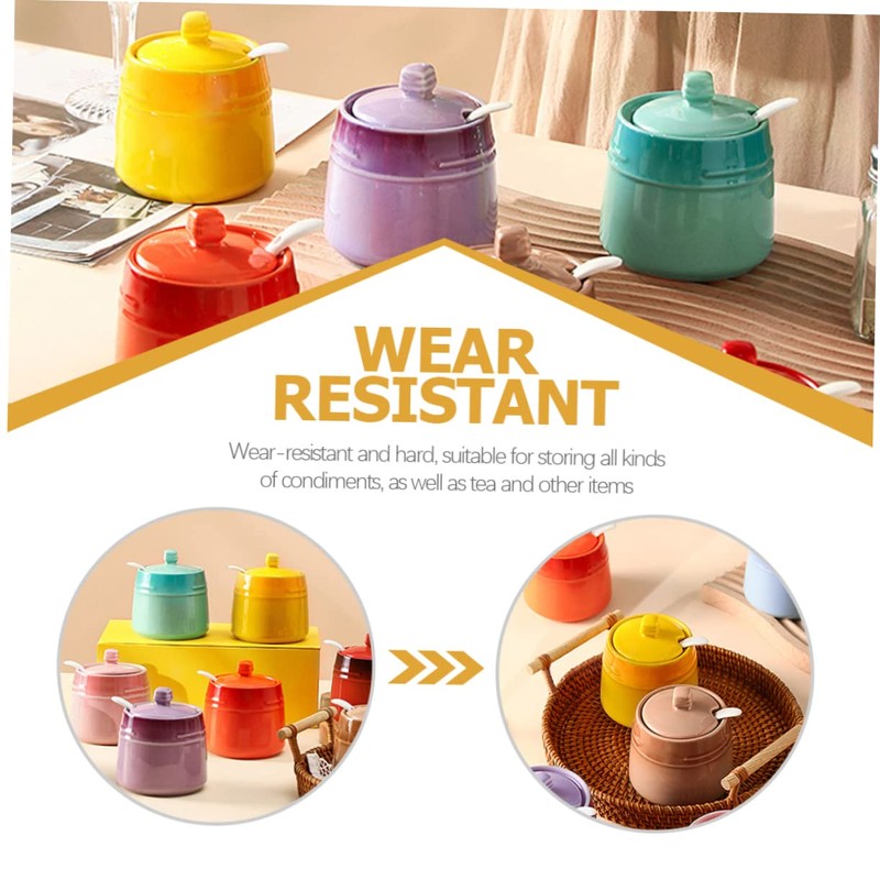 Gatuida Ceramic Condiment Jar Set Salt Shaker Seasoning Containers Bottle
