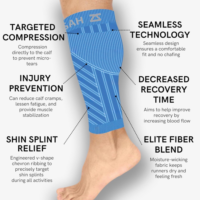 Zensah Compression Leg Sleeves, Blue, X-Small/Small