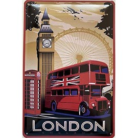 Deko7 Tin Sign 30 x 20 cm Classic London