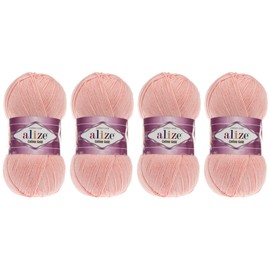 55% Cotton 45% Acrylic Yarn Alize Cotton Gold Thread Crochet Hand Knitting Art Lot of 4skn 400 gr 1444 yds (393-Powder Pink)