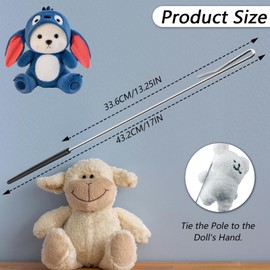 2 PCS Puppet Handles Arm Control Rod, Arm Control Metal Rod Accessory for Puppets, Puppet Hand Rod Rubber Protective Sleeve, for Small, Large Puppets, Full Body Puppet Accessrioes (17 inch)