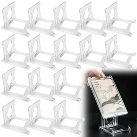 Pack of 16 Acrylic Stand Plate Stands Plastic Stand Coin Stand Adjustable Decorative Plate Holder Mini Easels for Book Stands Electronic Products Photo Displays