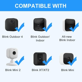 2 Pack Adhesive Wall Mount Bracket for Blink Outdoor 4 (4th Gen)/(3rd Gen)/Blink Mini/Mini 2, No-Drill Strong VHB Stick On or Screws (2-Way Install) for Blink Indoor Outdoor Camera (Black)