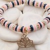 Polymer Clay and Snow Jade Heishi Bead Stretch Bracelet -