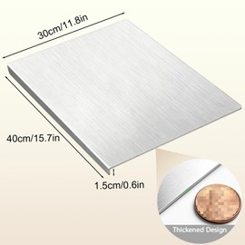 304 Stainless Steel Cutting Board for Kitchen，Dishwasher Safe Metal Chopping Board for Dough Kneading, Baking, Pastry, Noodle, Meat, Fruits and Vegetables (15.7''L x 11.8''W)