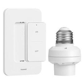 Treewell Remote Control Light Bulb Socket - 200FT Range Wireless Wall Mounted Switch for Pull Chain Fixture, E26 E27 Lamp Socket, No Wiring Needed, FCC Listed