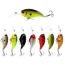 8 Pack Minnow Fishing Baits Kit, 10.5cm Hard Baits Wobbler Crankbaits with 2 Treble Fishing Hooks, Swimbait Fishing Tackle Lure Kit for Freshwater Saltwater - 8-15#