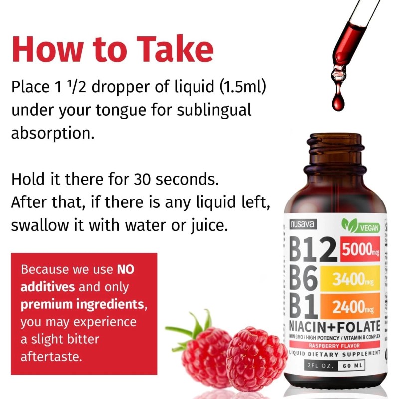 2 Pack Vitamin B12 and B6 Liquid Drops B12 Sublingual