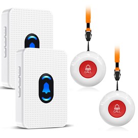 Daytech Caregiver Pager Call Button for Elderly Nurse Alert System for Seniors Patient Disabled at Home/Hospital/Clinic/Nursing Home 2 Emergency Button 2 Plugin Receivers
