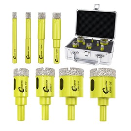 Diamond Core Drill Bits Set - 8pcs (6/8/10/12/20/25/32/35mm) Hole Saw Kit with Round Shank for Ceramic Porcelain Tile Marble Granite Quartz SANLEETEK