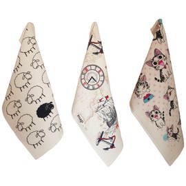 Anupu Home Premium Turkish Cotton Kitchen Hand Towels - Luxurious, Durable & Ultra-Absorbent, Ideal for Gourmet Chefs, 12x20 Inches, Set of 3, Elegant Housewarming Present (Lamb - Rudder - Cats)