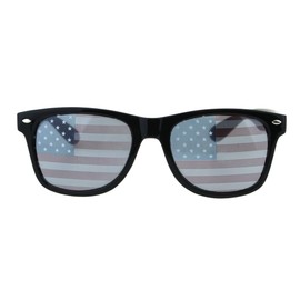 SA106 Mens American Flag Print Lens Hipster Horn Rim Plastic Sunglasses Black