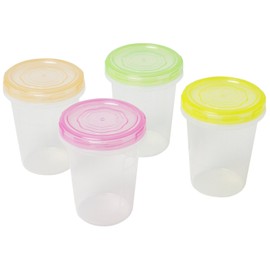 Sanko Plastic Food Storage Containers, Everypack, Round No.1, Deep, Set of 4, Colorful