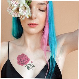 Mikinona 24sheets Peony Flower Temporary Stickers Easy to Apply Phoenix for Adult