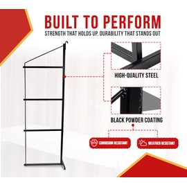 Mytee Products 4 Tier Shipping Container Shelving Bracket with Hooks - 19" x 77-1/2", 551 lbs WLL - Black Powder Coated Steel for Heavy Duty Trailer Containers - Easy to Assemble & Remove