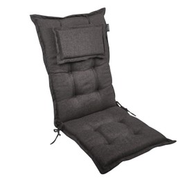 LILENO HOME Garden Chair Cushions in Anthracite Y [Set of 1 - High-Back] - Comfortable Loungers as Seat Cushions for Garden Furniture - Chair Cushion for Garden Chairs and Folding Chairs MAR
