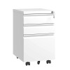 3 Drawer Fully Assembled White Metal Mobile File Cabinet Lock