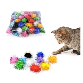 Andiker Cat Crinkle Balls, 2.36 Inches Colorful Cat Balls Chew and Chase Cat Mylar Crinkle Balls Lightweight Cat Toys for Indoor Cats to Keep Fit and Active