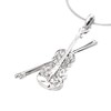 Spinningdaisy Silver Plated Crystal Violin with Bow Necklace