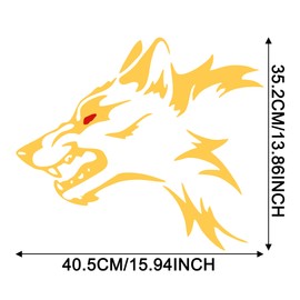 TOMALL 2Pcs Wolf Graphics for Car Body Side Door Stickers Animal Racing Sports Stripe Decals for Car Universal Vinyl Waterproof Wolf Head Decal for Truck SUV Off-Road Vehicle Sticker Decoration-Yellow