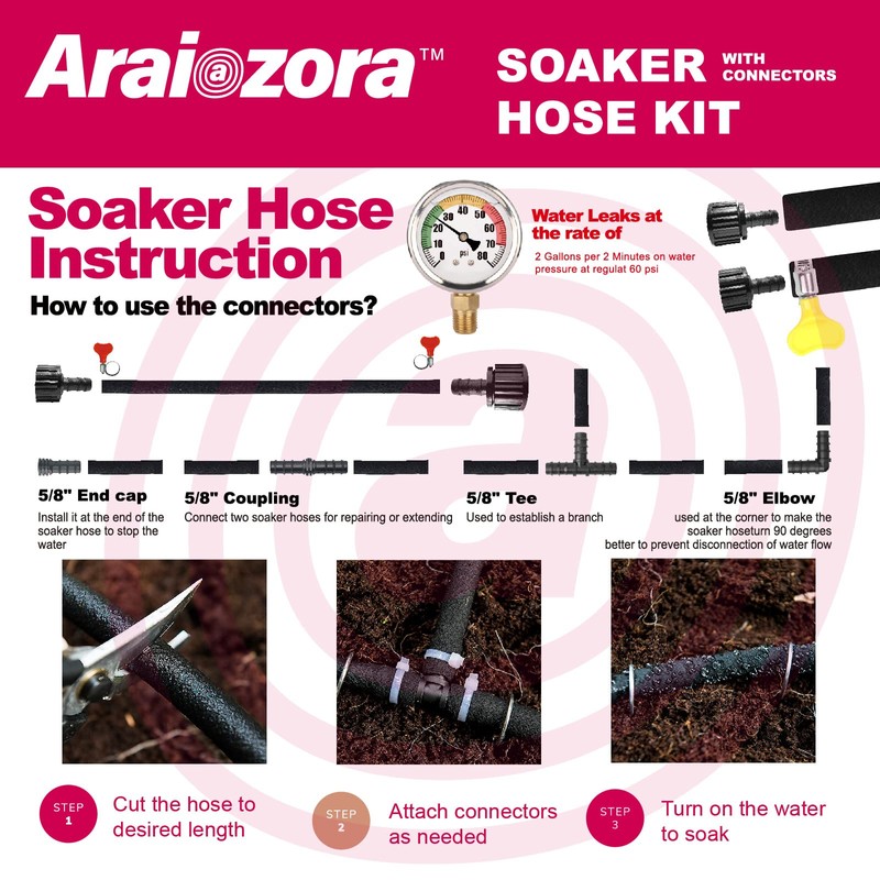 Soaker Hose 150 FT For Garden Beds,Heavy Duty Solid Brass