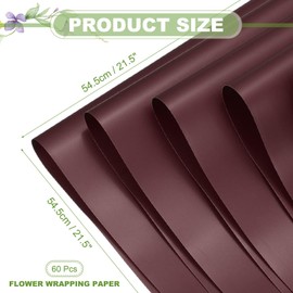 sourcing map 60 Sheets Flower Wrapping Paper, 21.5" x 21.5" Waterproof Floral Bouquet Wrapping Papers Florist Supplies for Wedding Party Gift Packaging DIY Crafts, Brown