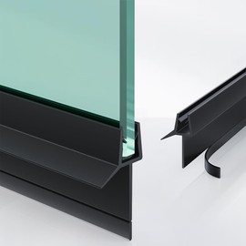 AquivaCoast 2-Pack Frameless Shower Door Bottom Seal (1/4" X 36") Clear Glass Seal Strip Shower Door Sweep - Stop Shower Leaks,Black