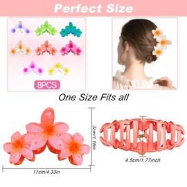 8 Pieces Large Women's Hair Clips, Flower Hair Clips, Flower Hair Clips, Non-Slip Plastic Hair Clips for Women and Girls Thick Hair