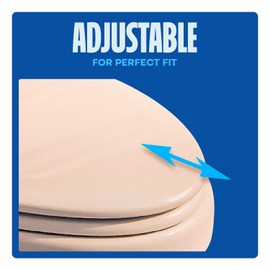 HIGHCRAFT Premium Elongated Toilet Seat with Slow-Close Design & Adjustable Hinges - Molded Wood Toilet Seat - Fits Standard Elongated Toilets - Oval Seat in Bone/Beige