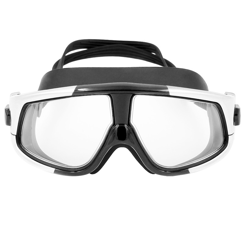 WHALE Professional Adults Electroplating Anti fog Swimming Glasses (Silver Black)