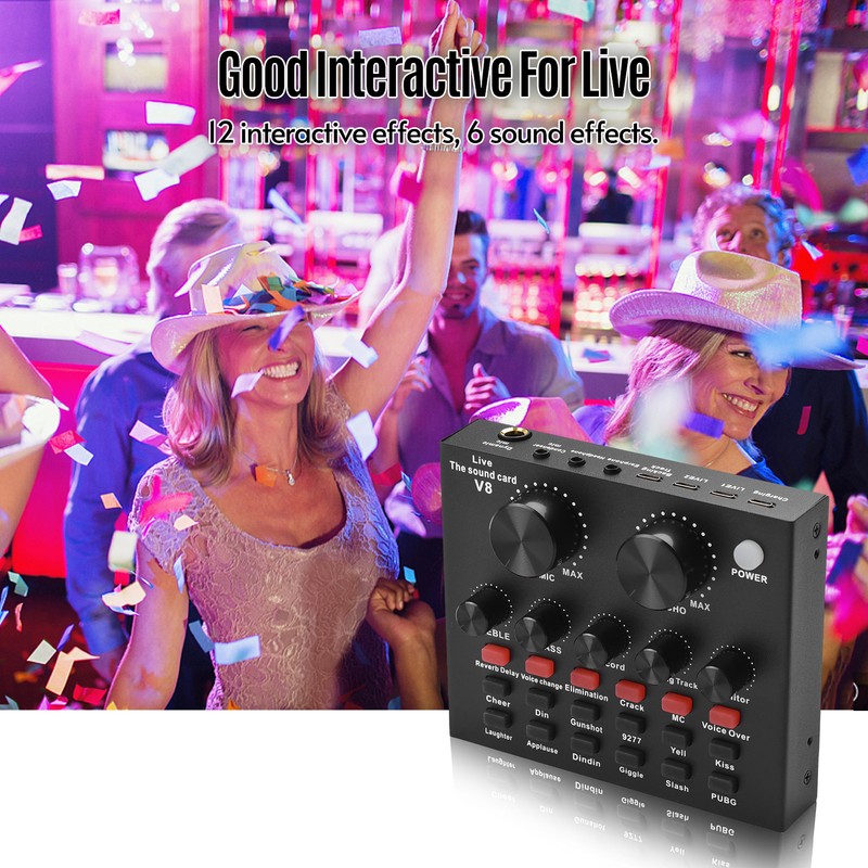 Multifunctional Live Sound Card for Singing/Live Broadcasting/ Recording Voice and
