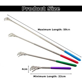 JOYOLA Pack of 6 Back Scratchers, Stainless Steel Telescopic Back Scratcher, Extendable Scratcher for Back and Head Scratching from 22 cm to 59 cm