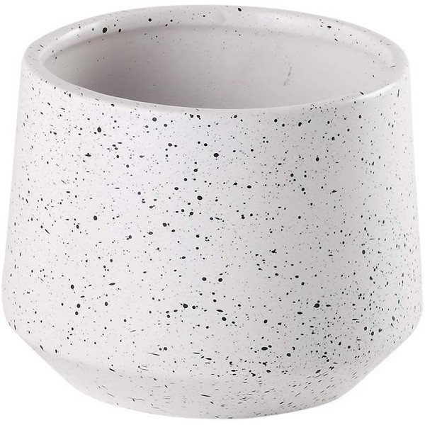 Napco 22092 Ceramic Speckled Planter/Cache Pot, White