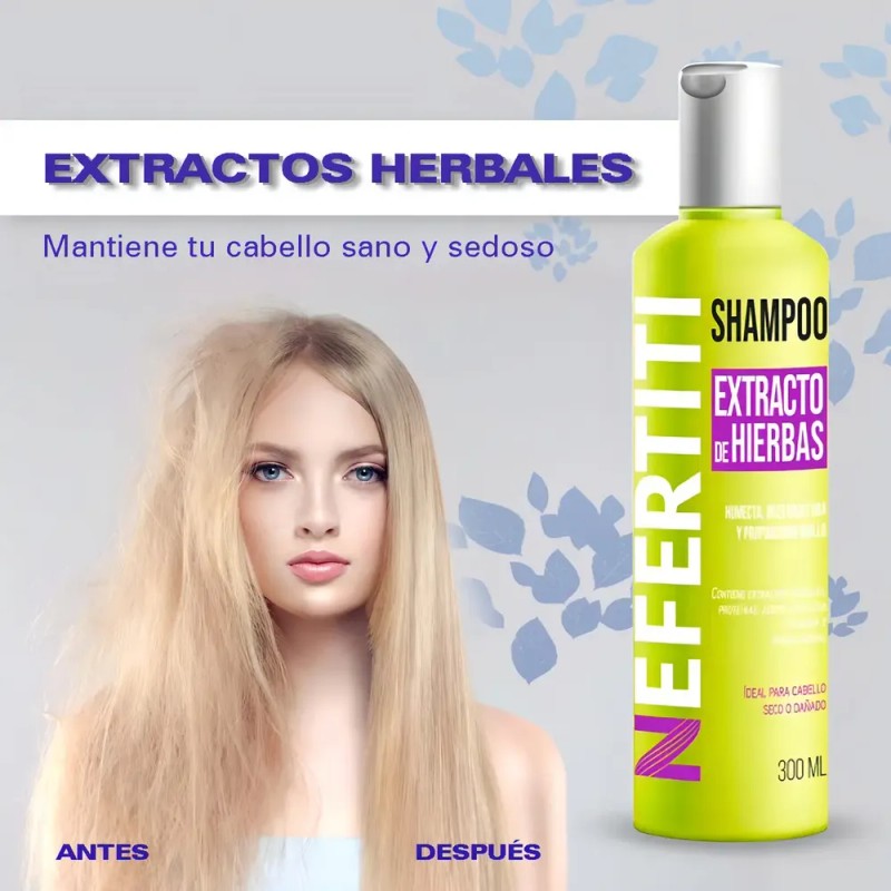 Shampoo De Hierbas Cabello Dañado Nefertiti 300ml