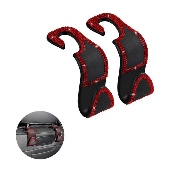 Ziciner 4PCS Bling Car Seat Headrest Hook, Crystal Backseat Hanger
