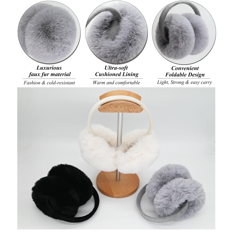 Onmygogo Plush Faux Fur Earmuff for Winter, Soft Warm and