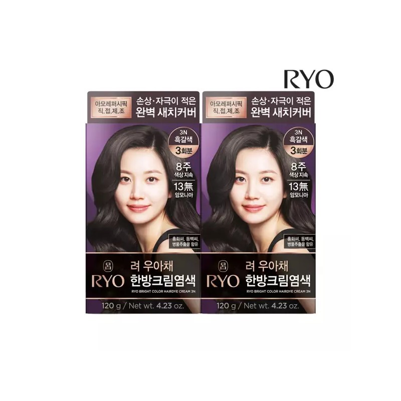 Lyo Uahchae 려 우아채 한방크림염색 2입(옵션) [02 흑갈색 3N 2개]