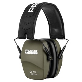 PROHEAR 016 Orejeras de seguridad para disparos, NRR 26dB reducción de ruido delgado pasivo protector auditivo con auriculares de perfil bajo, protectores de oídos plegables compactos para rango de pistolas, caza (verde)