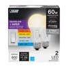 Feit Electric A19 LED Light Bulb, 60W Equivalent, Dimmable, Color